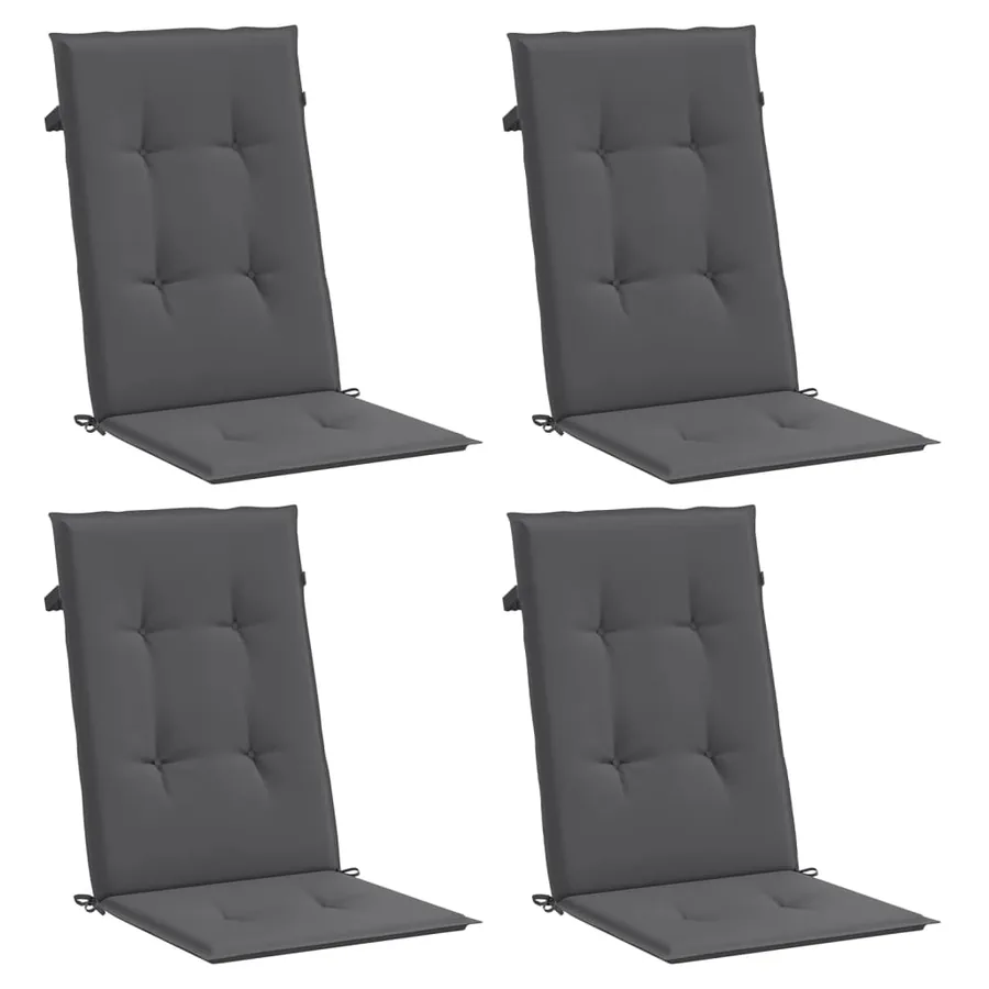 Coussins de chaise de jardin à dossier haut lot de 4 anthracite - 3