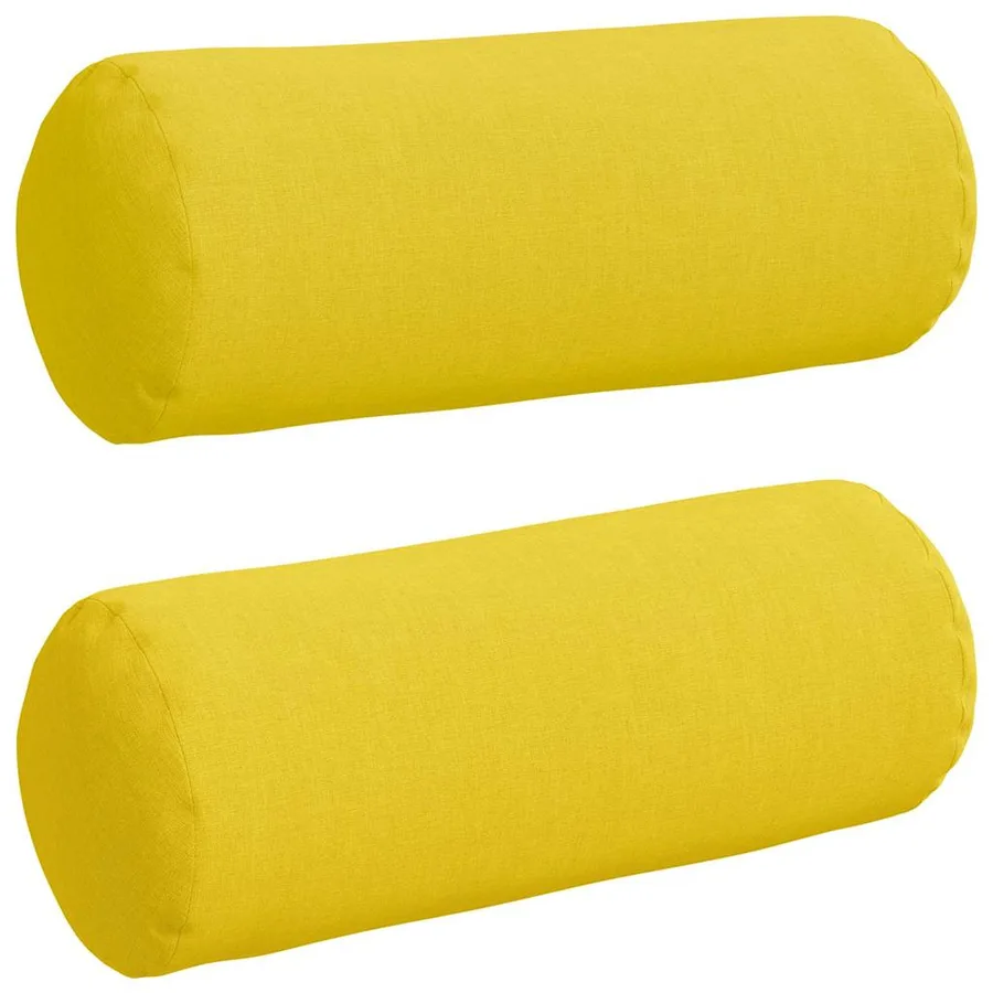 Coussins d'accent 2 pcs Jaune clair Ø 15 x 40 cm tissu - 2