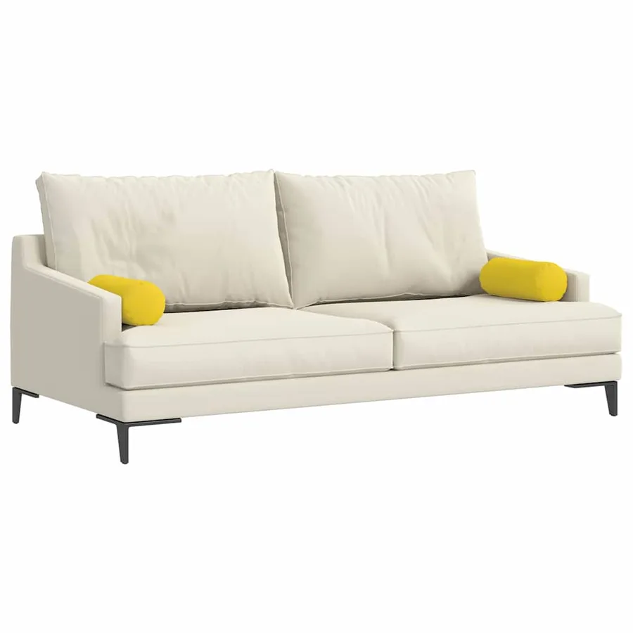 Coussins d'accent 2 pcs Jaune clair Ø 15 x 40 cm tissu - 3