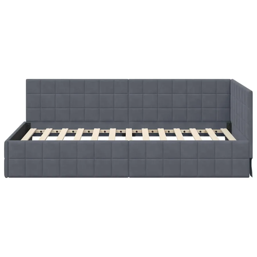 Cadre de lit d'angle Gris foncé 90 cm x 200 cm Velours - 5