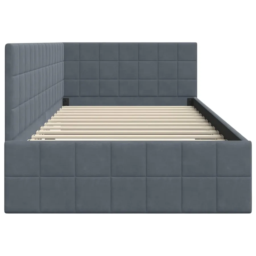 Cadre de lit d'angle Gris foncé 90 cm x 200 cm Velours - 6
