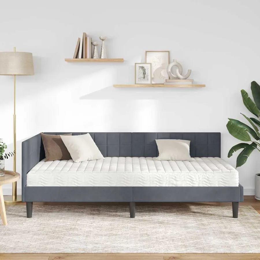 Cadre de lit d'angle avec matelas 2 pcs Gris Velours - 3