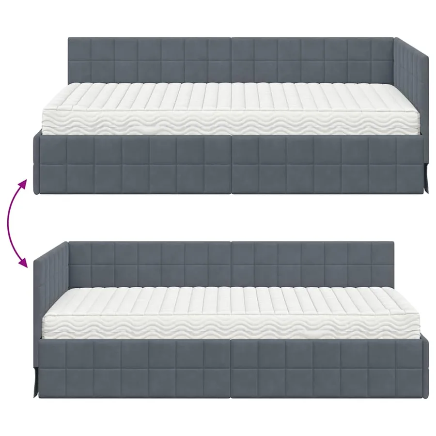 Cadre de lit d'angle avec matelas 2 pcs Gris Velours - 12