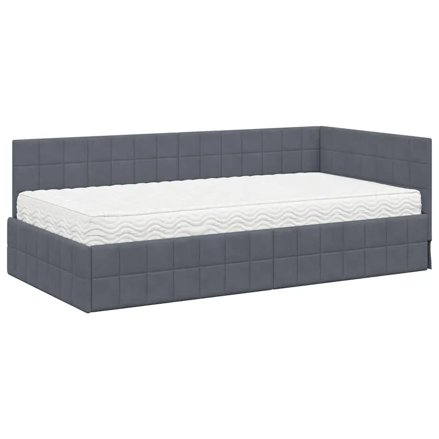 Cadre de lit d'angle avec matelas 2 pcs Gris Velours - 4