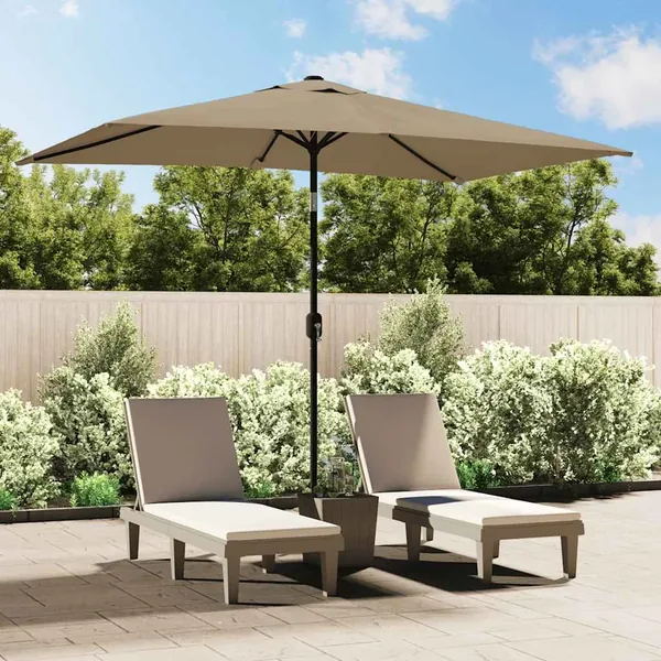Parasol d'extérieur avec mât en métal 300x200 cm taupe