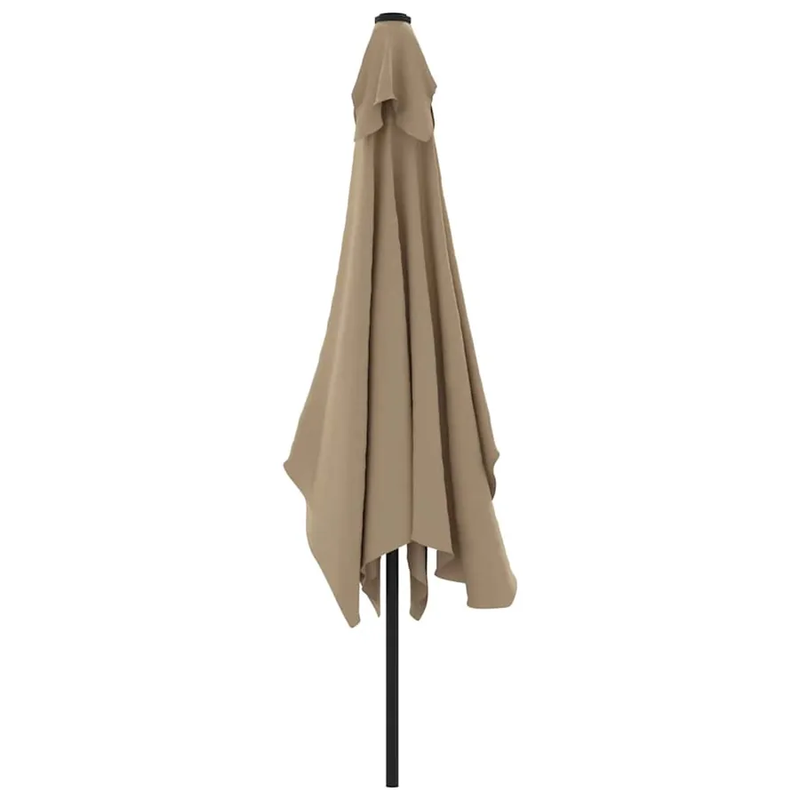 Parasol d'extérieur avec mât en métal 300x200 cm taupe - 4