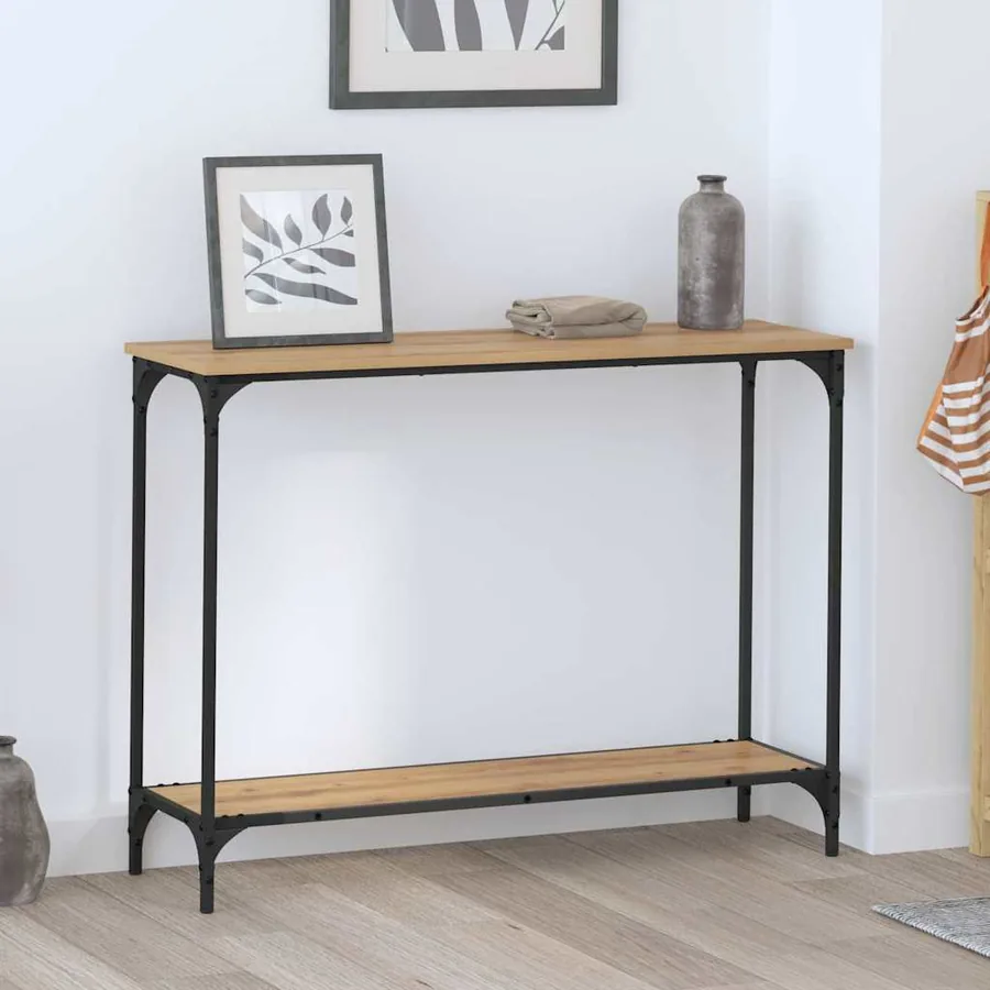 Table console chêne artisanal 101 x 30.5 x 75 cm