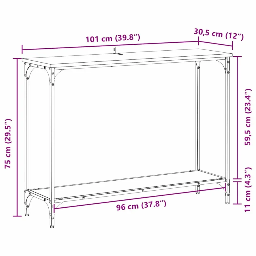Table console chêne artisanal 101 x 30.5 x 75 cm - 11