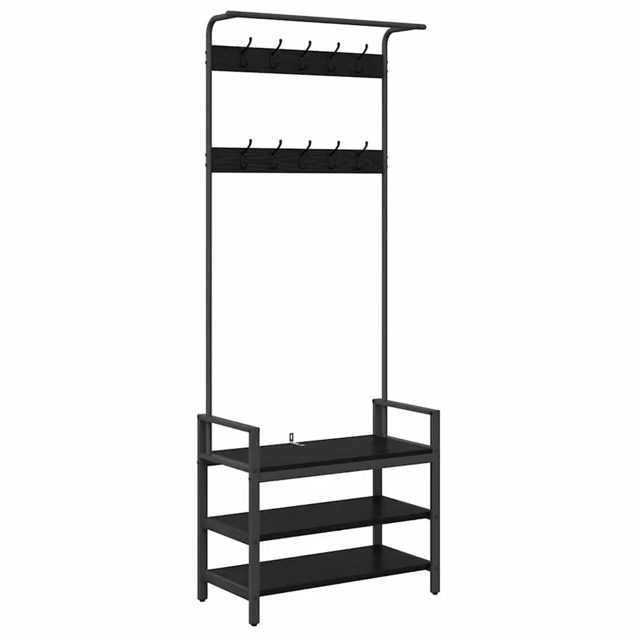 Porte-manteau Chêne noir 75 x 34 x 184 cm Bois d'ingénierie - 2