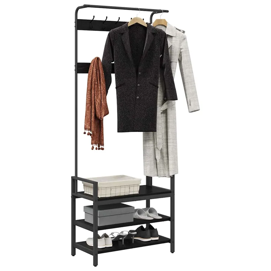 Porte-manteau Chêne noir 75 x 34 x 184 cm Bois d'ingénierie - 3