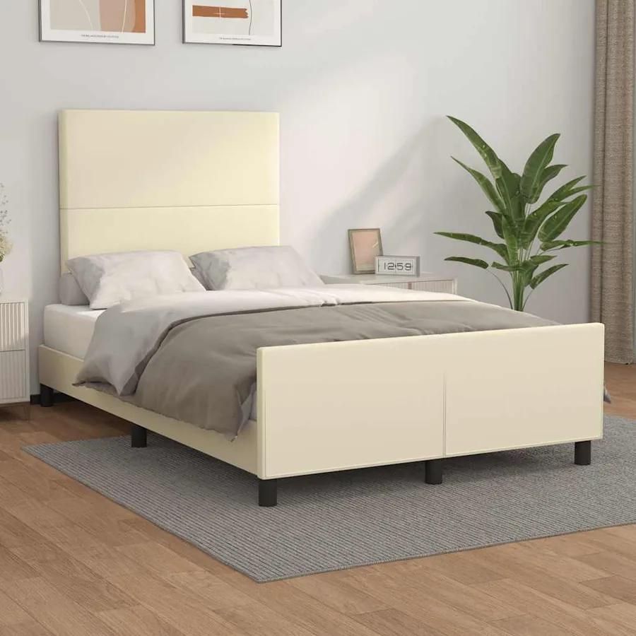 Cadre de lit sans matelas crème 120x190 cm similicuir
