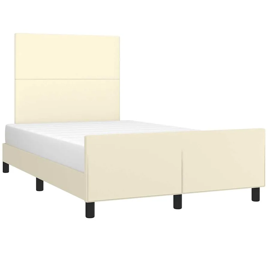 Cadre de lit sans matelas crème 120x190 cm similicuir - 4