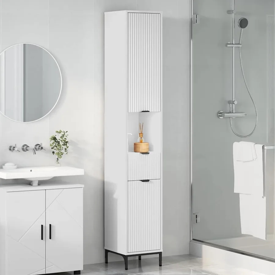 Cabinet de salle de bain Blanc 31,5 x 33 x 190 cm - 4
