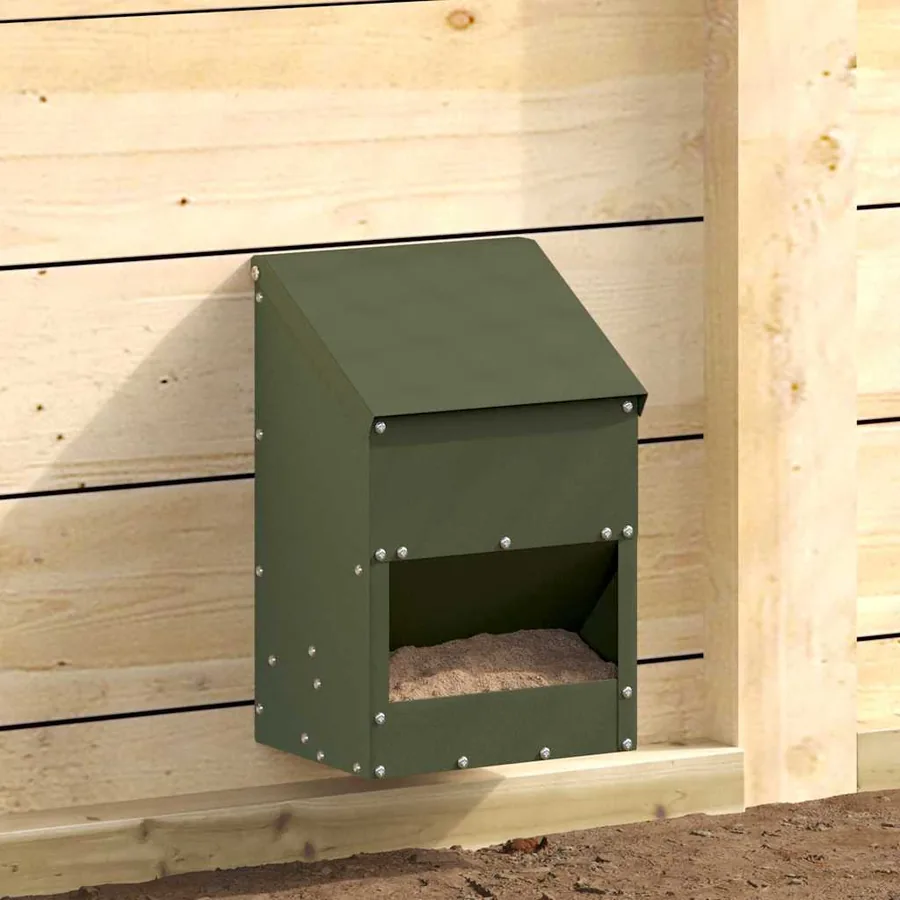 Mangeoire pour poules Vert olive 21 x 16 x 33 cm