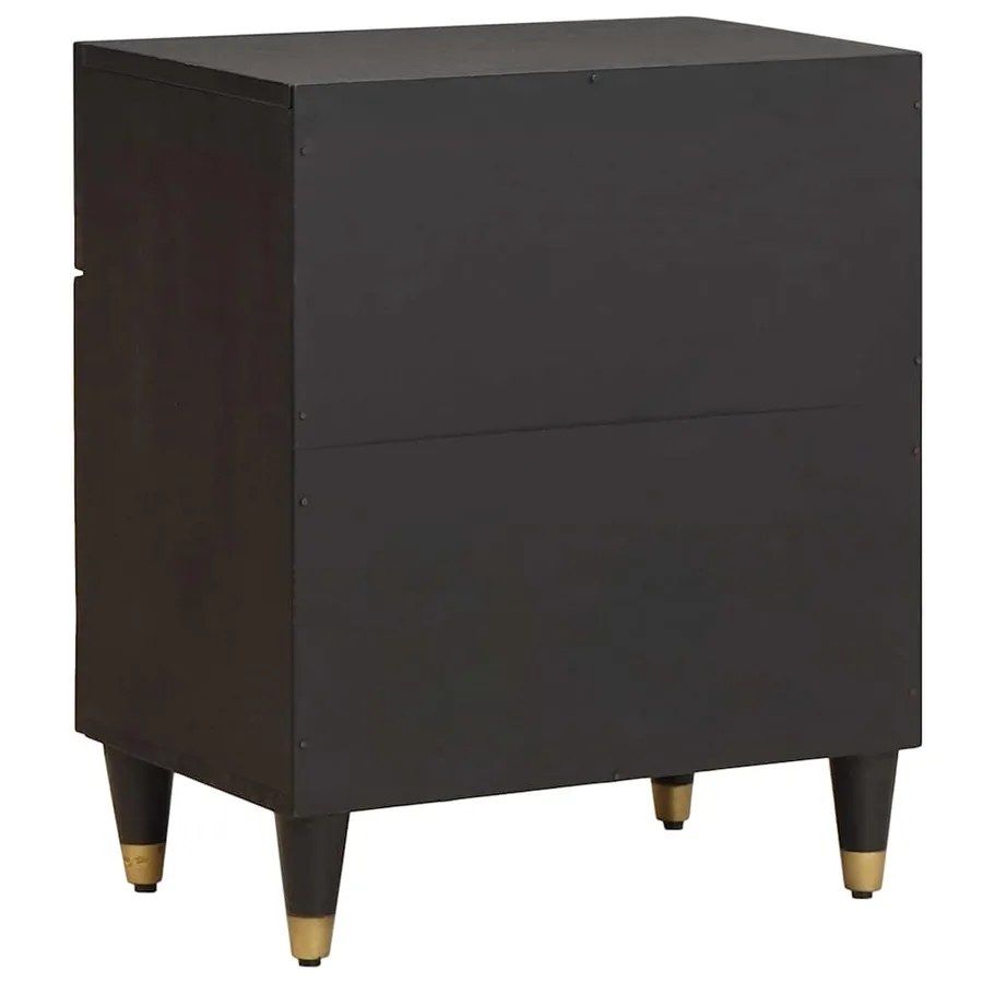 Cabinet de chevet avec porte avec tiroir Noir 50 x 33 x 60 cm - 5