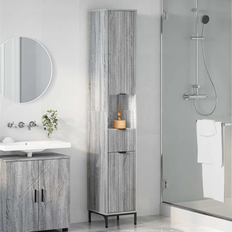 Cabinet de salle de bain Gris Sonoma 31,5 x 33 x 190 cm - 4