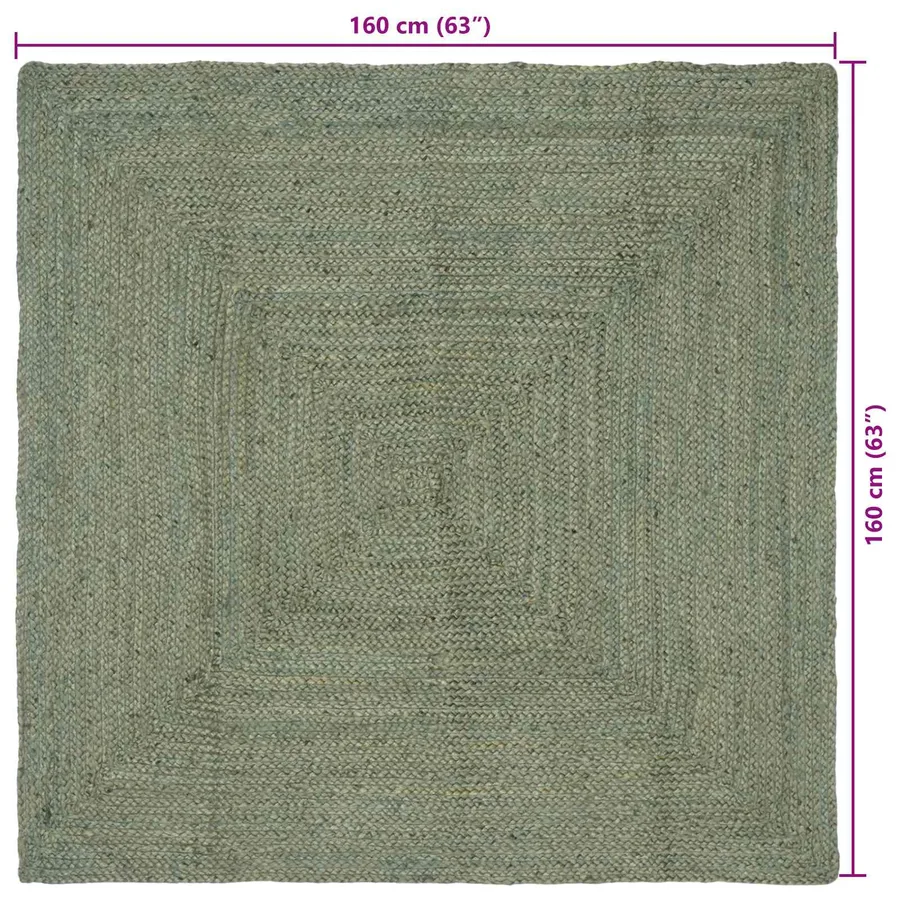 Tapis de surface Rectangulaire Vert olive 160 x 160 cm Jute - 7