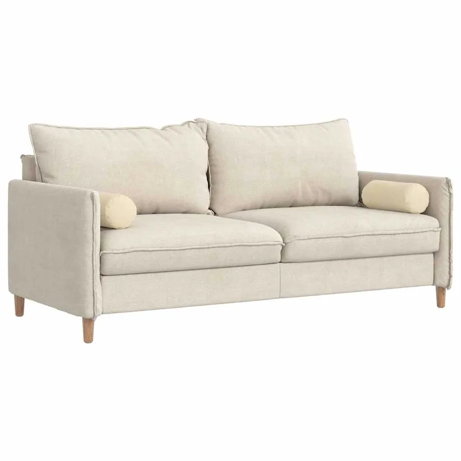 Coussins d'accent 2 pcs Crème Ø 15 x 40 cm tissu - 3