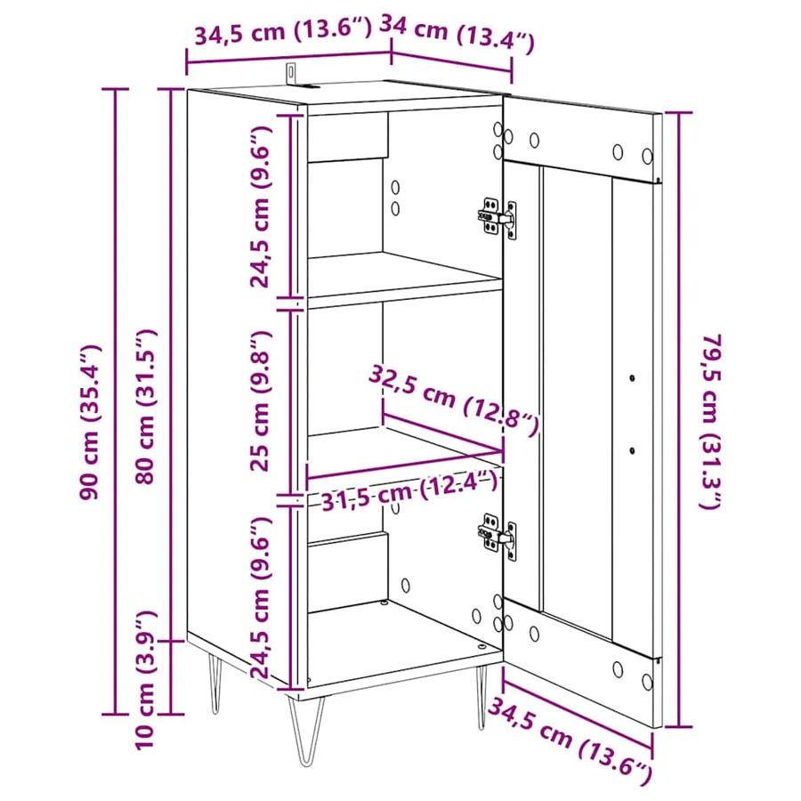Buffet Chêne artisanal 34,5 x 34 x 90 cm - 15