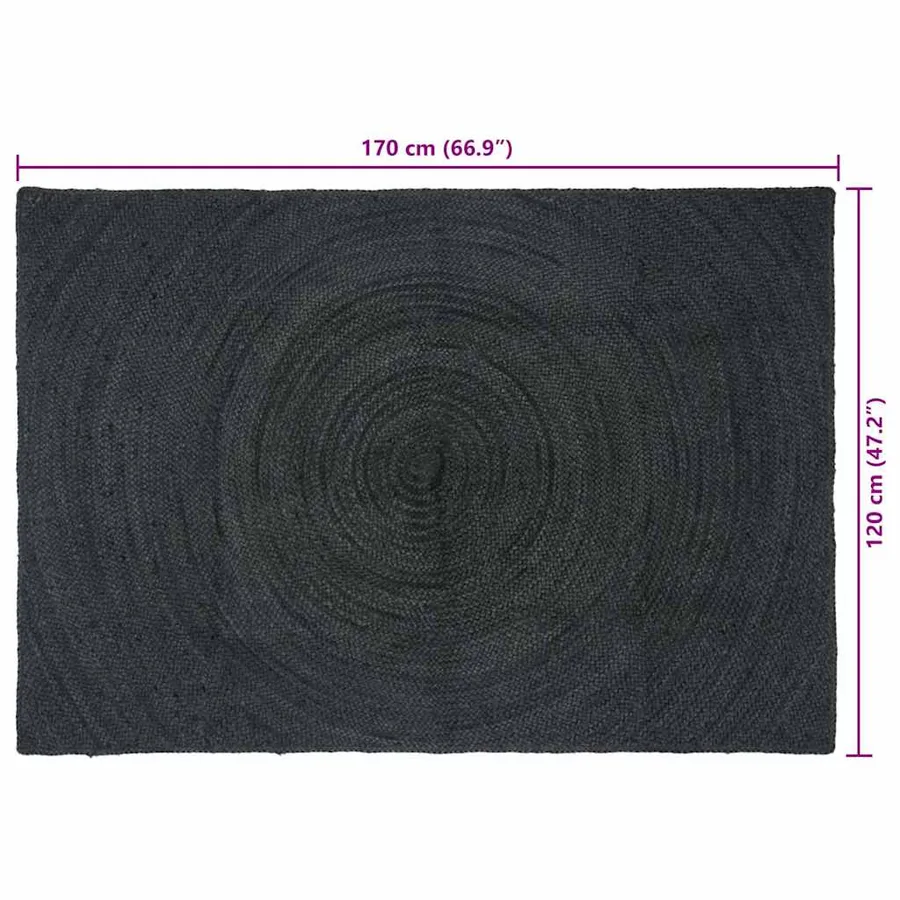 Tapis de surface Gris foncé 120 x 170 cm Jute - 9