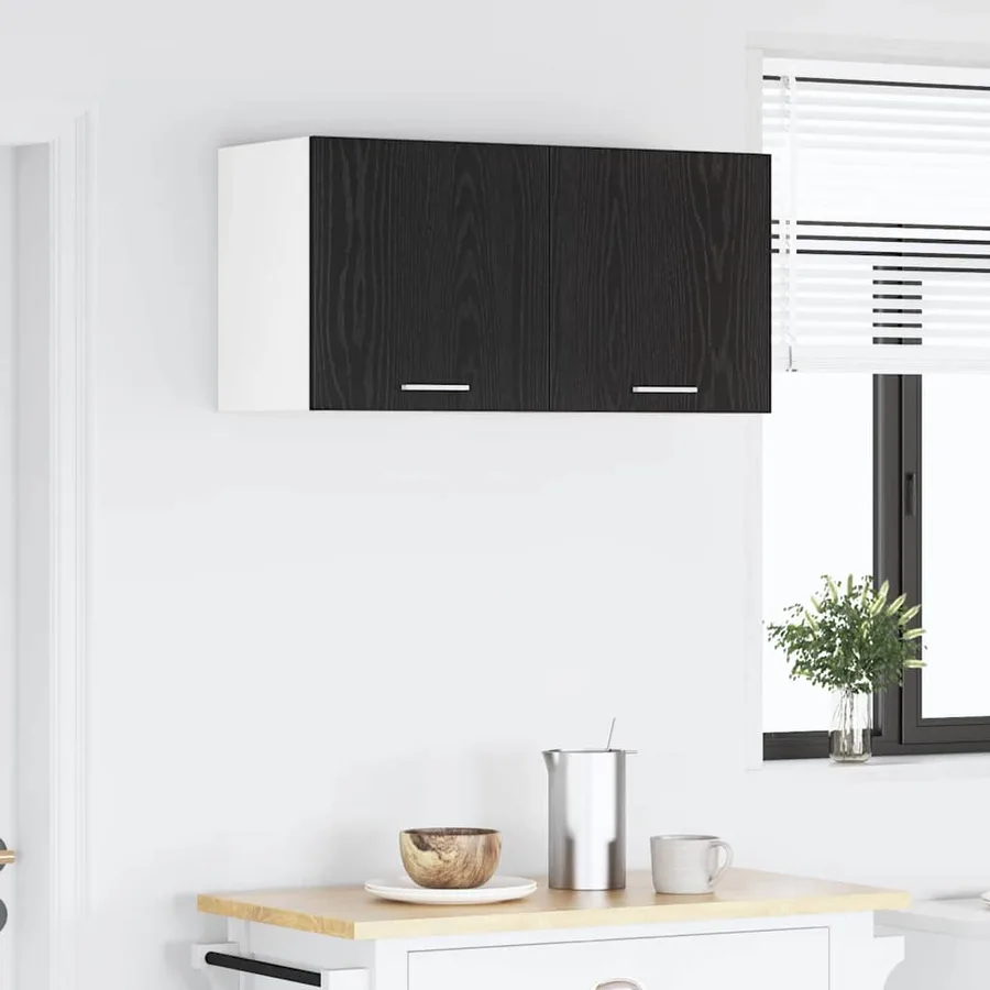 Armoire suspendue Chêne noir et Blanc 40 x 31 x 40 cm - 4