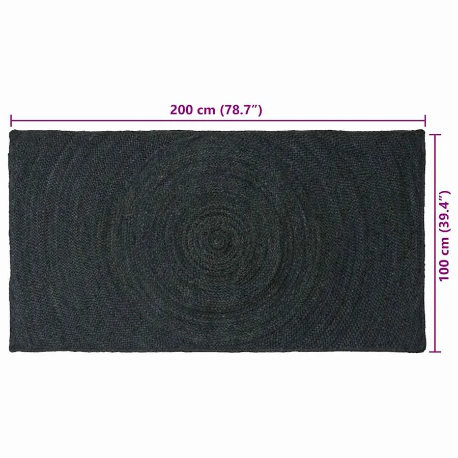 Tapis de surface Gris foncé 100 x 200 cm Jute - 9