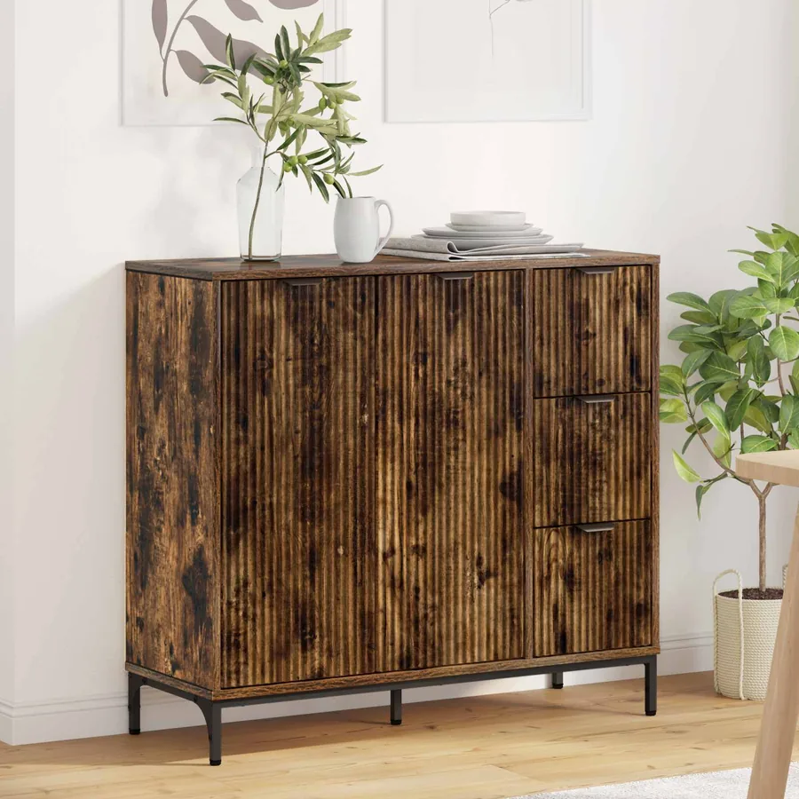 Buffet Chêne fumé 89,5 x 33 x 82 cm Bois d'ingénierie