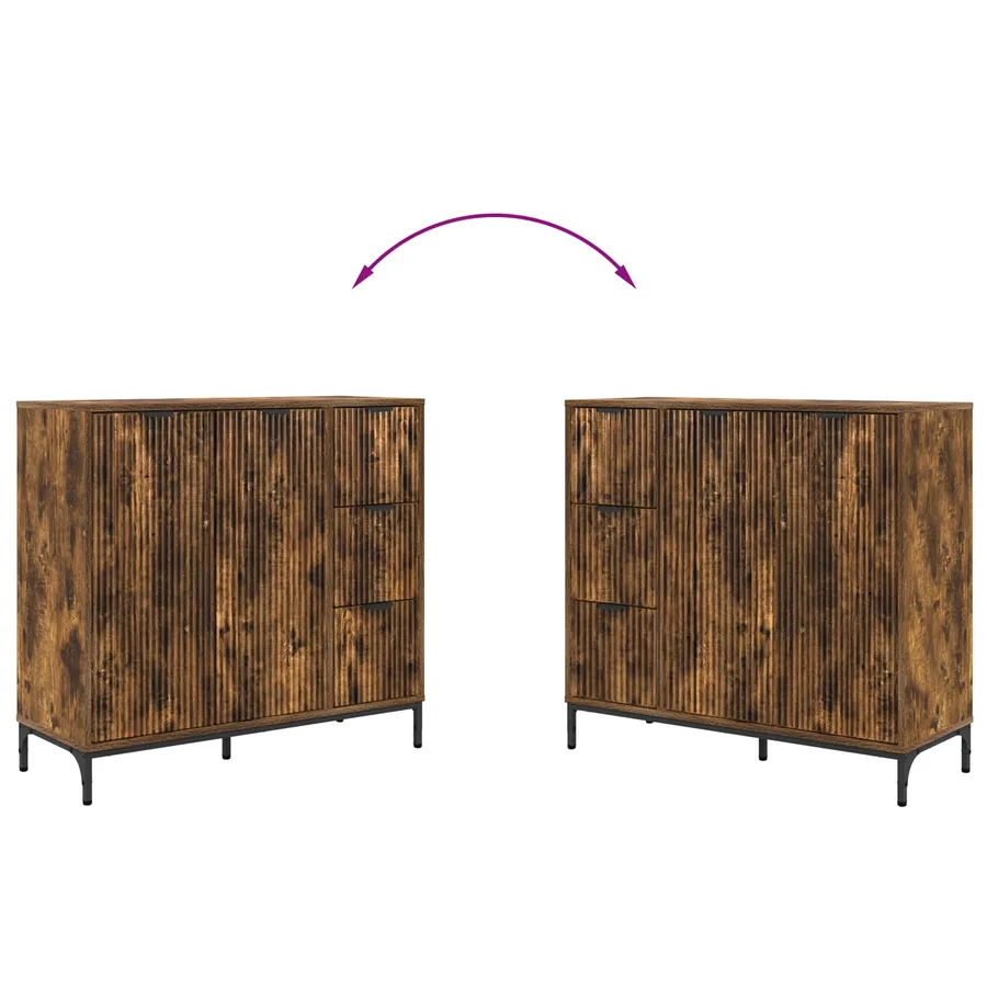 Buffet Chêne fumé 89,5 x 33 x 82 cm Bois d'ingénierie - 13