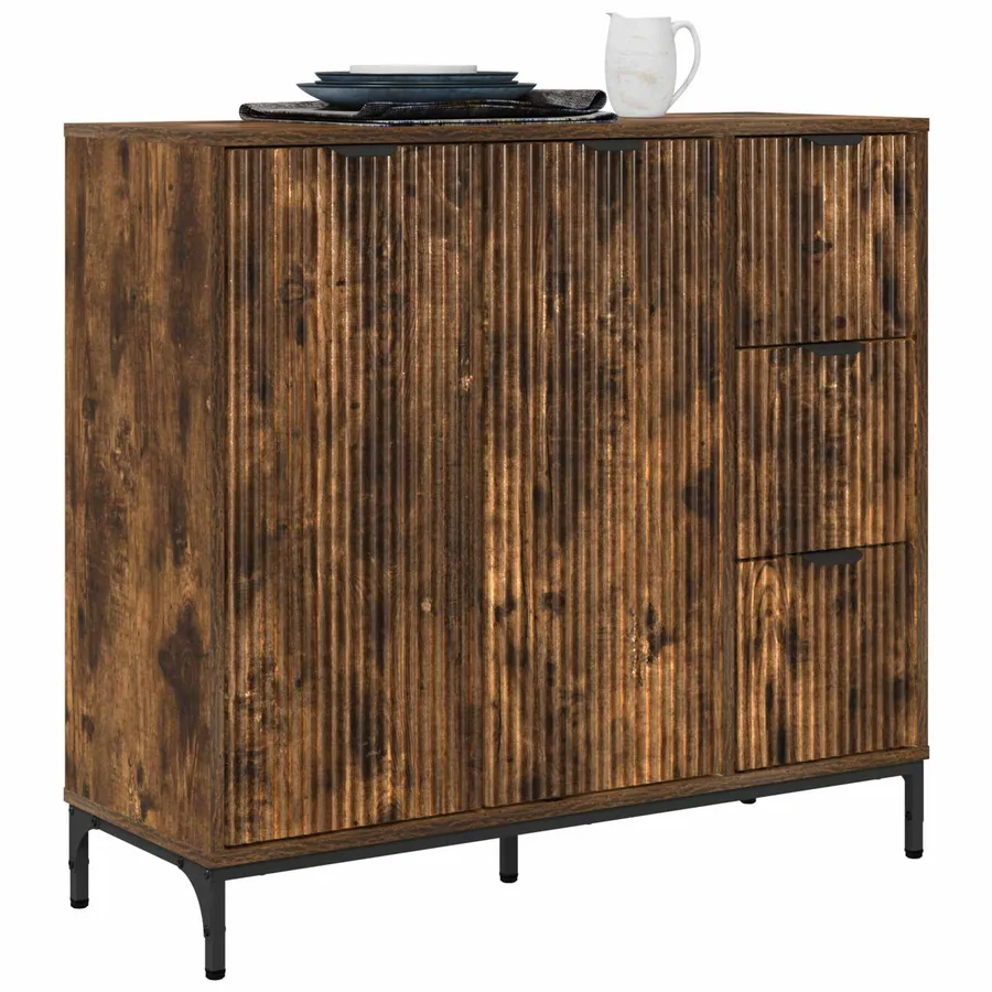 Buffet Chêne fumé 89,5 x 33 x 82 cm Bois d'ingénierie - 3