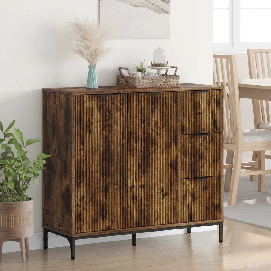 Buffet Chêne fumé 89,5 x 33 x 82 cm Bois d'ingénierie - 4