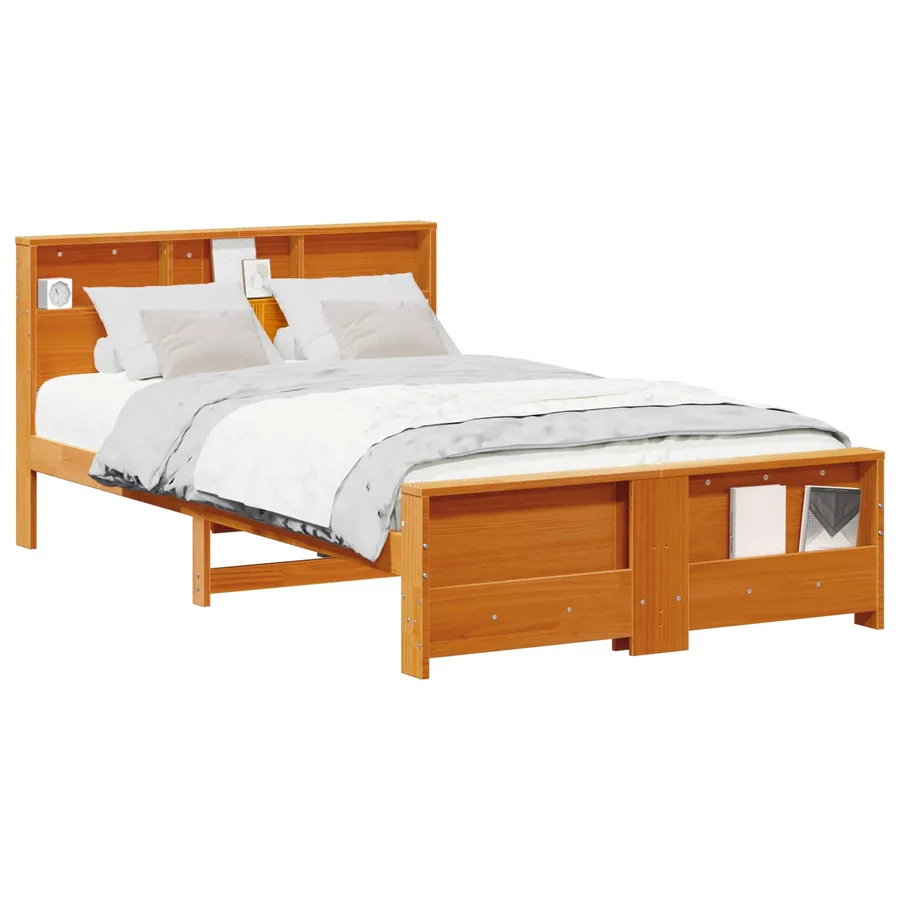 Cadre de lit Brun cire 135 x 190 cm Bois d'ingénierie - 2