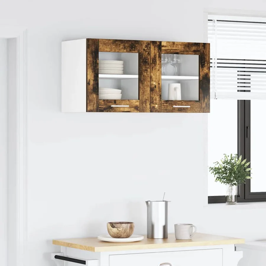 Armoire suspendue avec porte 2 pcs Chêne fumé 40 x 31 x 40 cm - 4