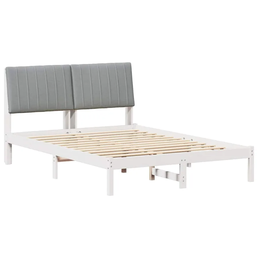 Cadre de lit avec tête de lit Blanc 135 x 190 cm Pin massif - 2