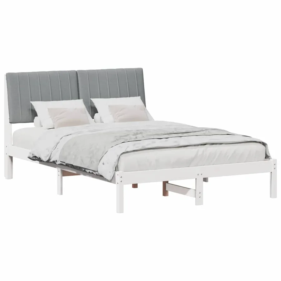 Cadre de lit avec tête de lit Blanc 135 x 190 cm Pin massif - 3