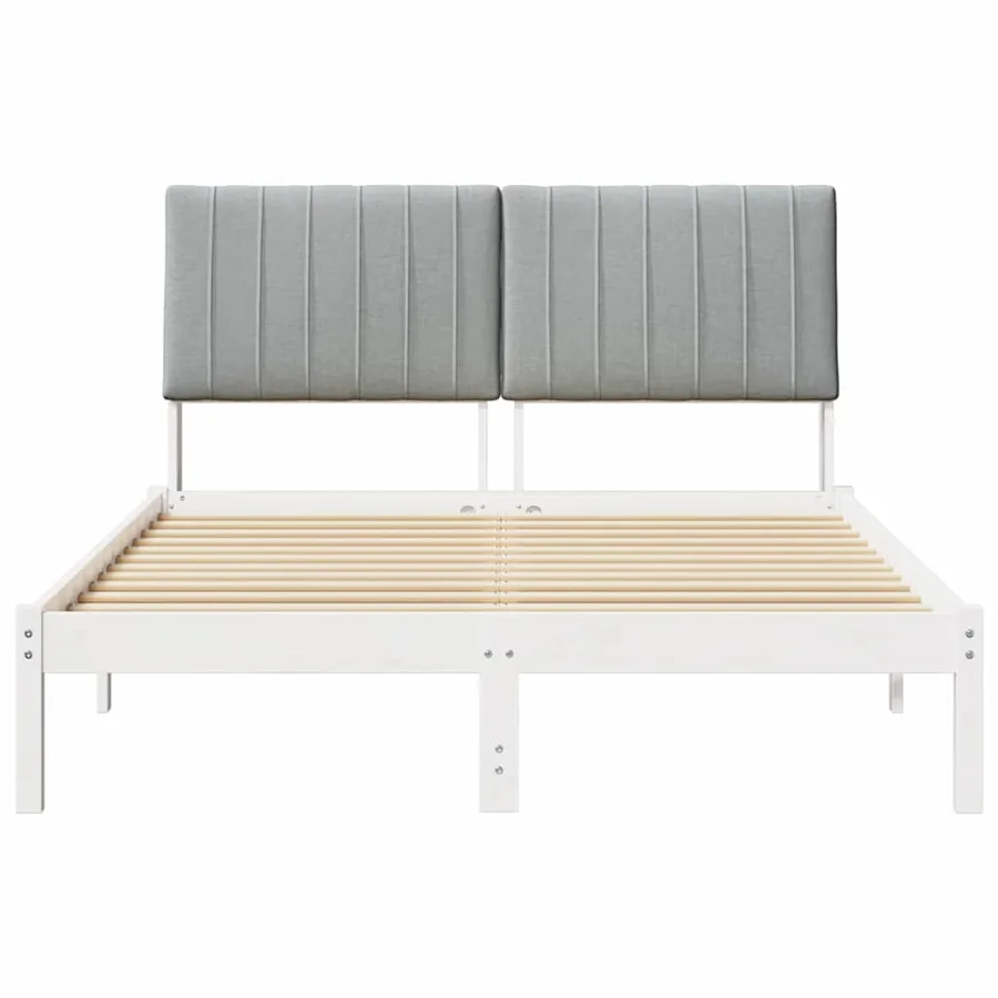 Cadre de lit avec tête de lit Blanc 135 x 190 cm Pin massif - 5