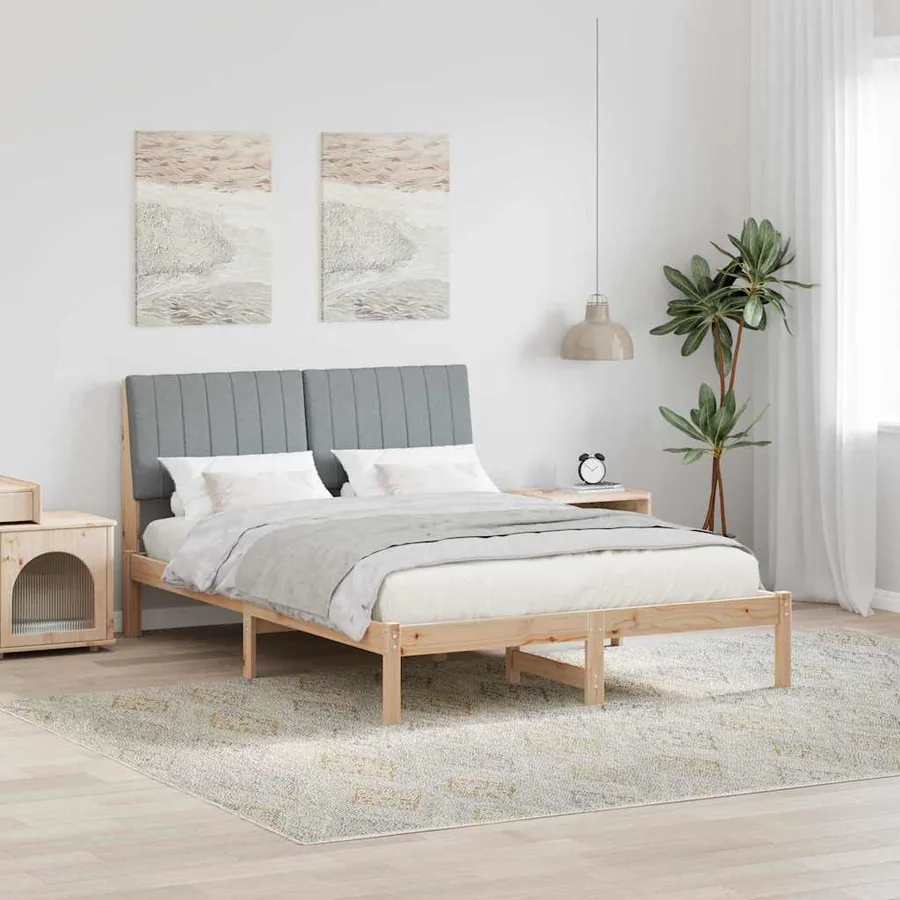 Cadre de lit avec tête de lit Marron 135 x 190 cm Pin massif