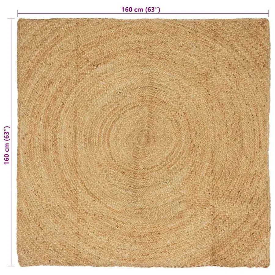Tapis de surface Naturel 160 x 160 cm Jute - 8