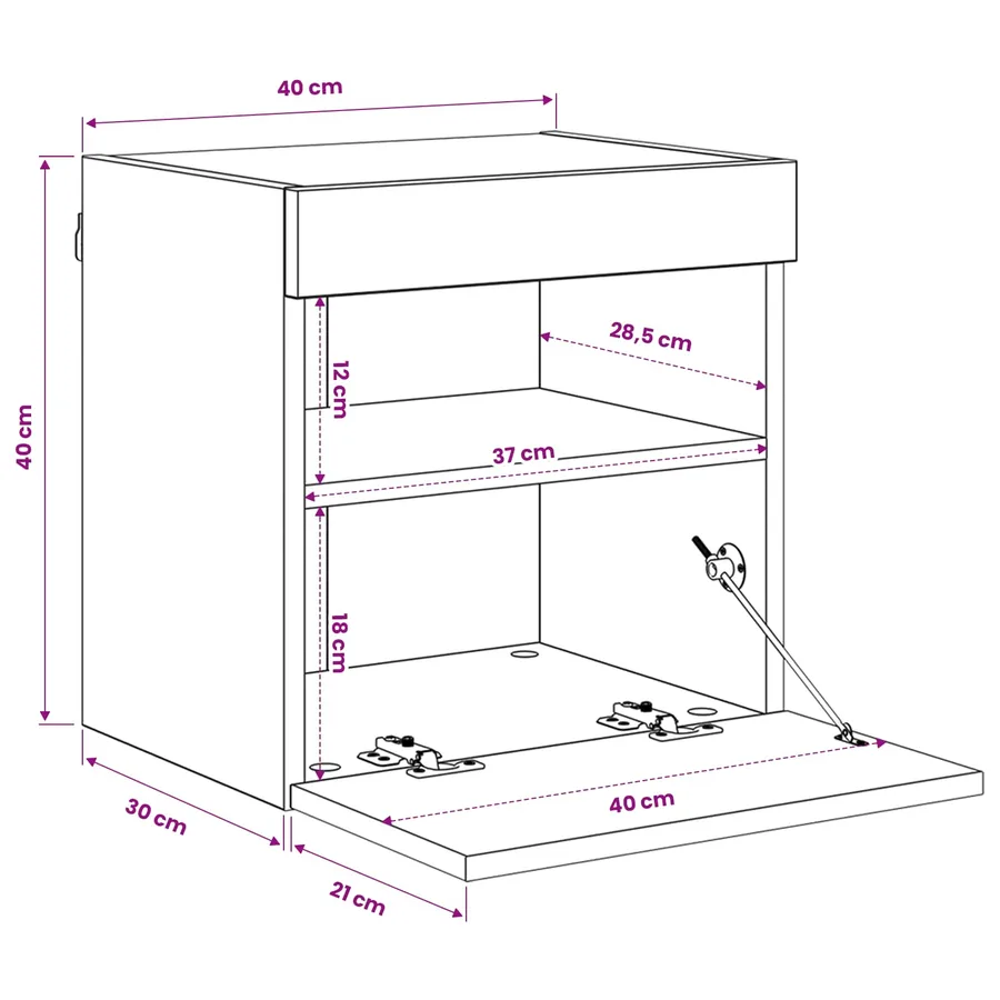 Meubles TV muraux avec LED 2 pcs Bois Ancien 40 x 30 x 40 cm - 16