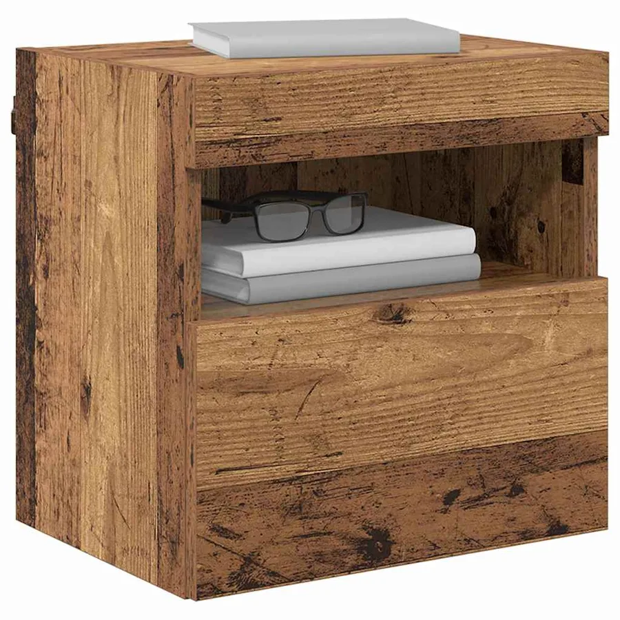 Meubles TV muraux avec LED 2 pcs Bois Ancien 40 x 30 x 40 cm - 3