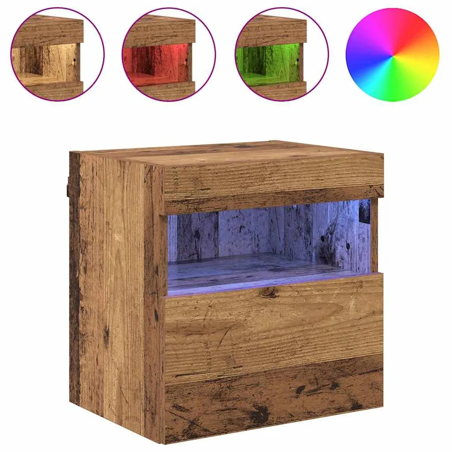 Meubles TV muraux avec LED 2 pcs Bois Ancien 40 x 30 x 40 cm - 4