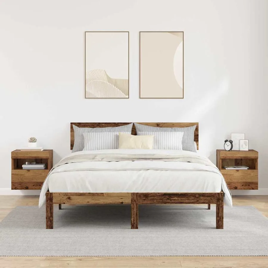 Meubles TV muraux avec LED 2 pcs Bois Ancien 40 x 30 x 40 cm - 5