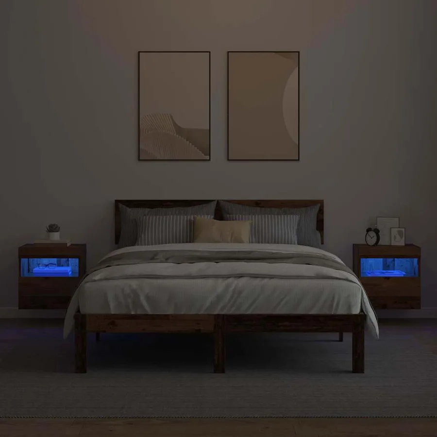 Meubles TV muraux avec LED 2 pcs Bois Ancien 40 x 30 x 40 cm - 6