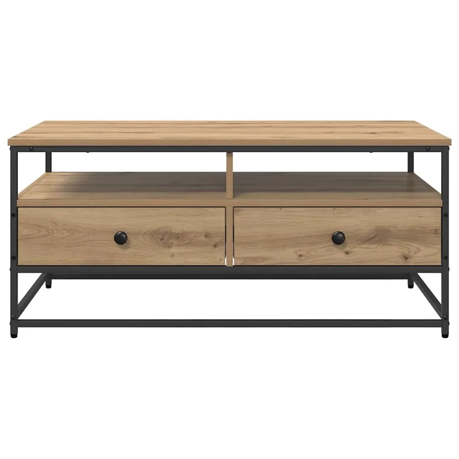 Table basse Chêne artisanal 100 x 51 x 45 cm Bois d'ingénierie - 6