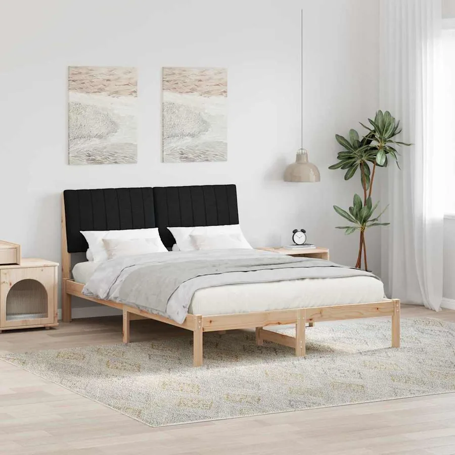 Cadre de lit avec tête de lit Marron 135 x 190 cm Pin massif