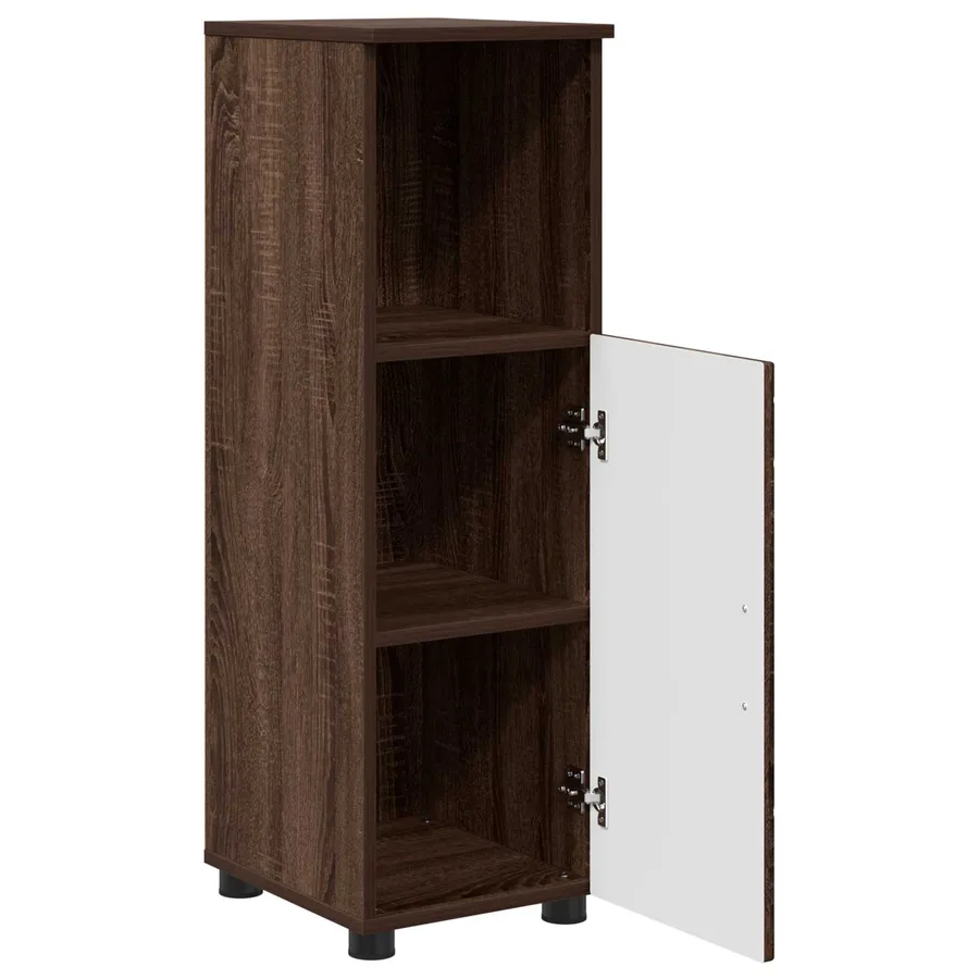 Cabinet de salle de bain avec porte Chêne brun 30 x 35 x 95 cm - 5