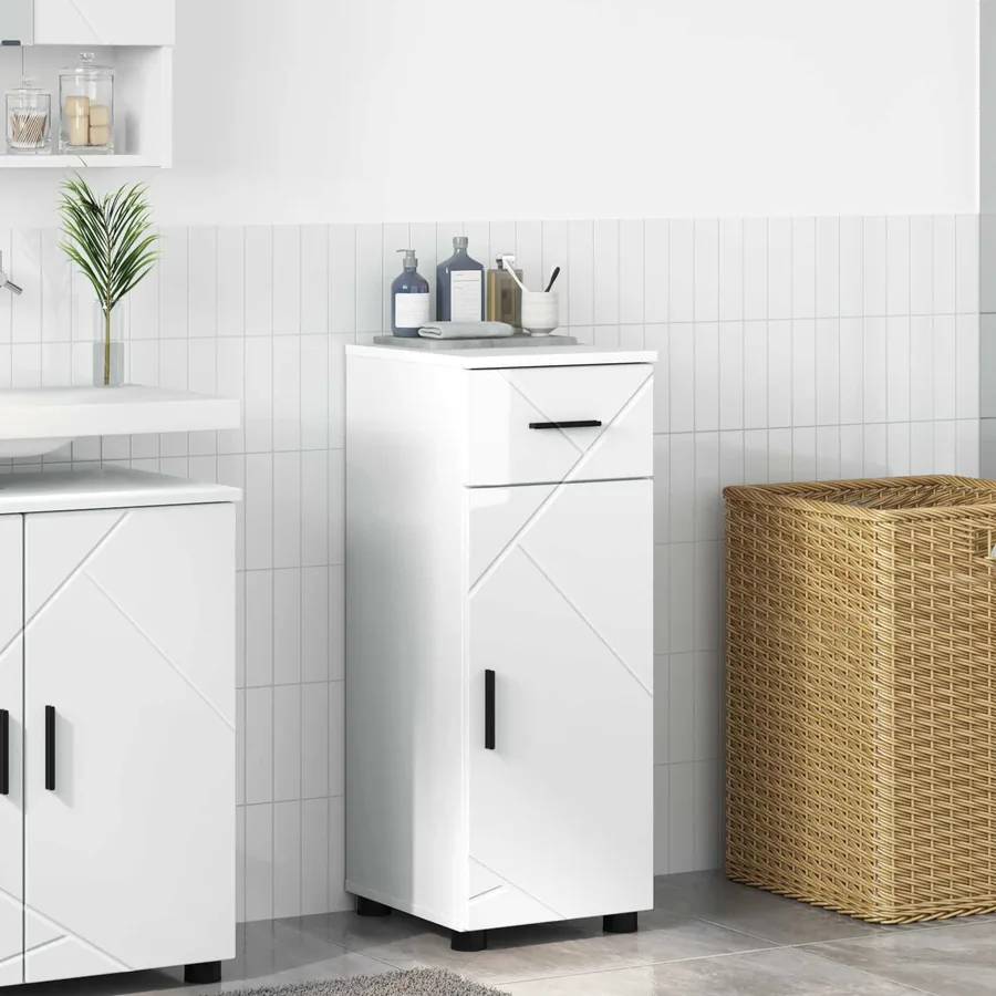 Cabinet de salle de bain Blanc brillant 30 x 35 x 80 cm