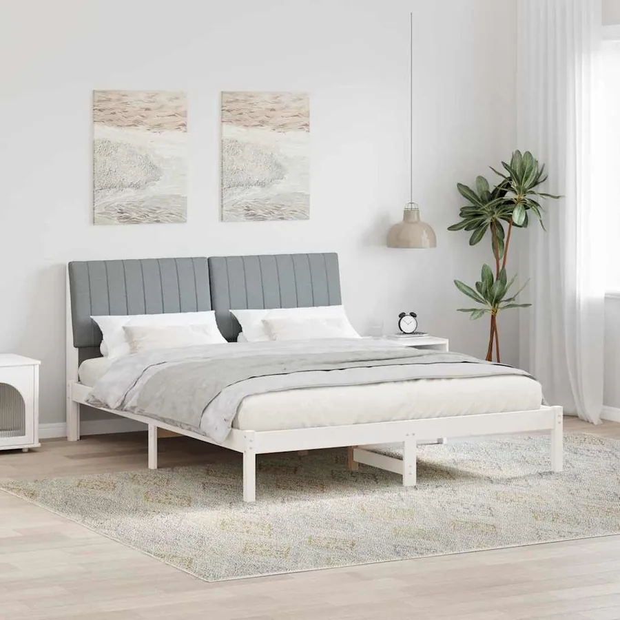Cadre de lit avec tête de lit Blanc 160 x 200 cm Pin massif