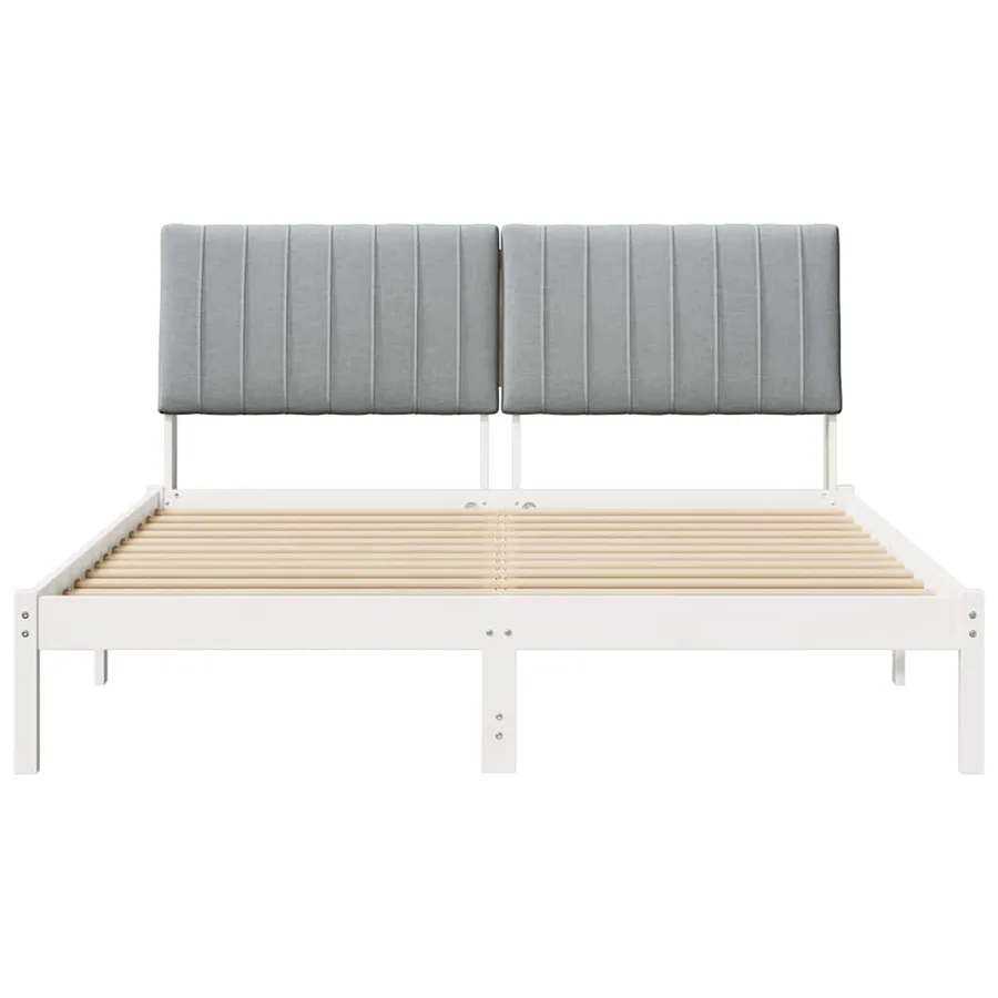 Cadre de lit avec tête de lit Blanc 160 x 200 cm Pin massif - 5