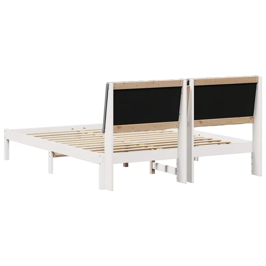 Cadre de lit avec tête de lit Blanc 160 x 200 cm Pin massif - 7