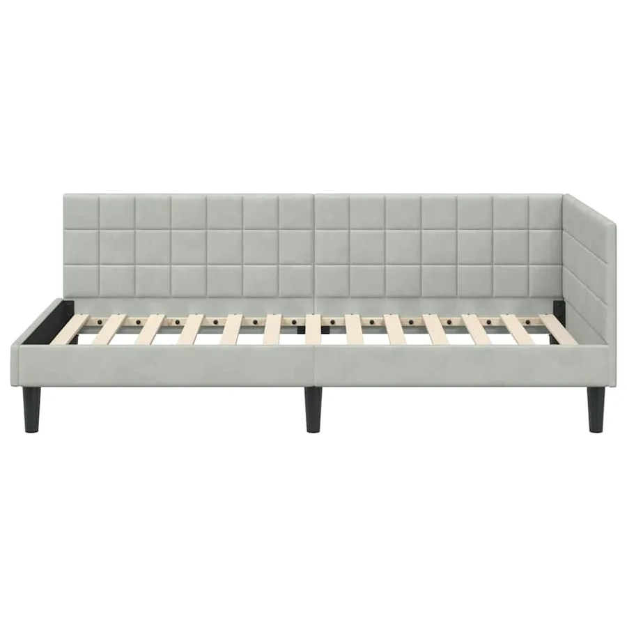 Cadre de lit d'angle Gris clair 100 cm x 200 cm Velours - 5